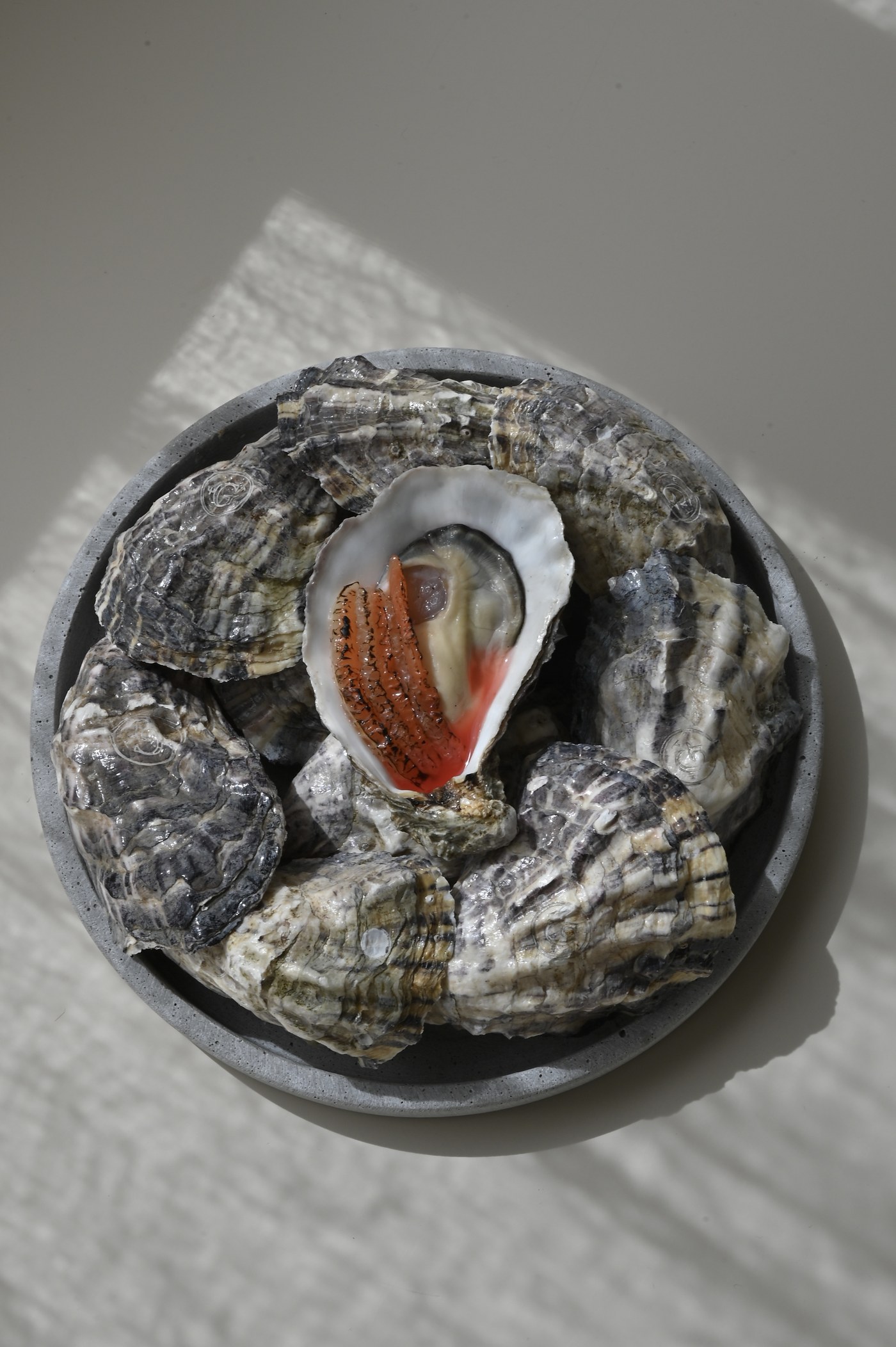 Oysters on the half shell, watermelon mignonette